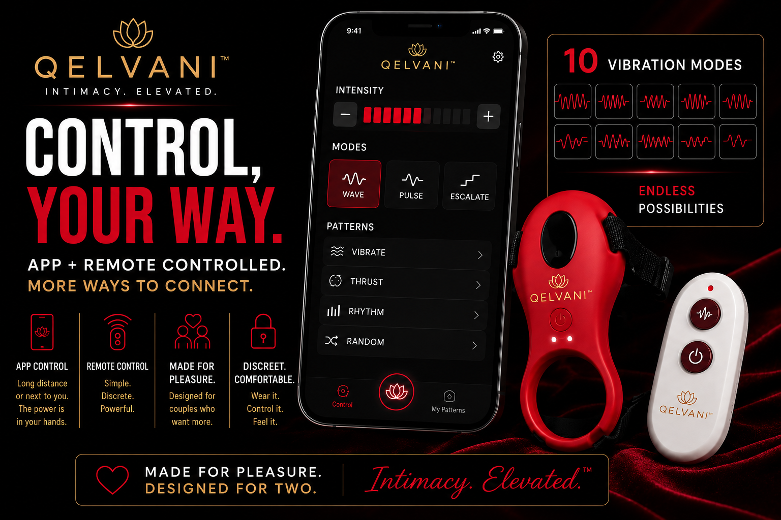QELVANI™ Wearable Rose for Couples | App + Remote Control